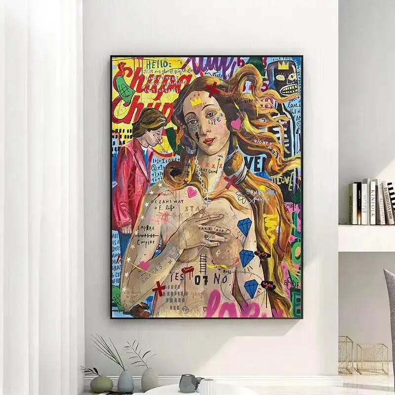 Cuadro de arte abstracto de grafiti The Birth of Venus, impresiones de pósteres en lienzo, imagen artística de pared para decoración del hogar, sin marco