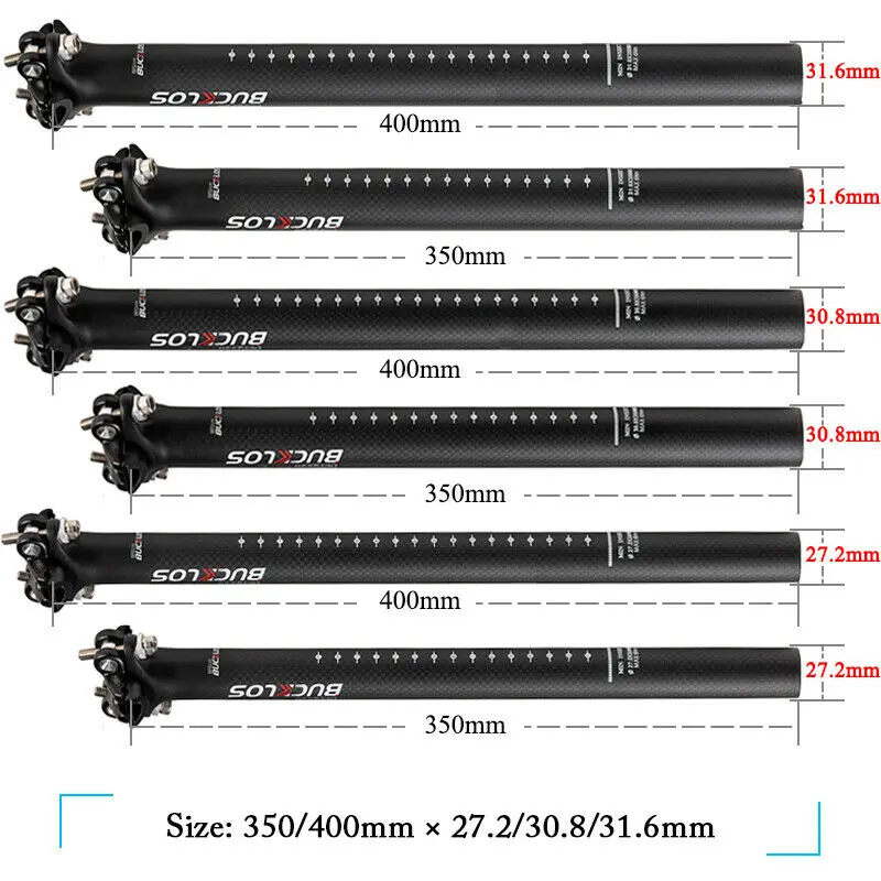 BUCKLOS Full Carbon Seatpost  Ultralight Canote Carbon Mtb 27.2mm 30.8mm 31.6mm Bicycle Seat Post 350mm 400mm Bike Part