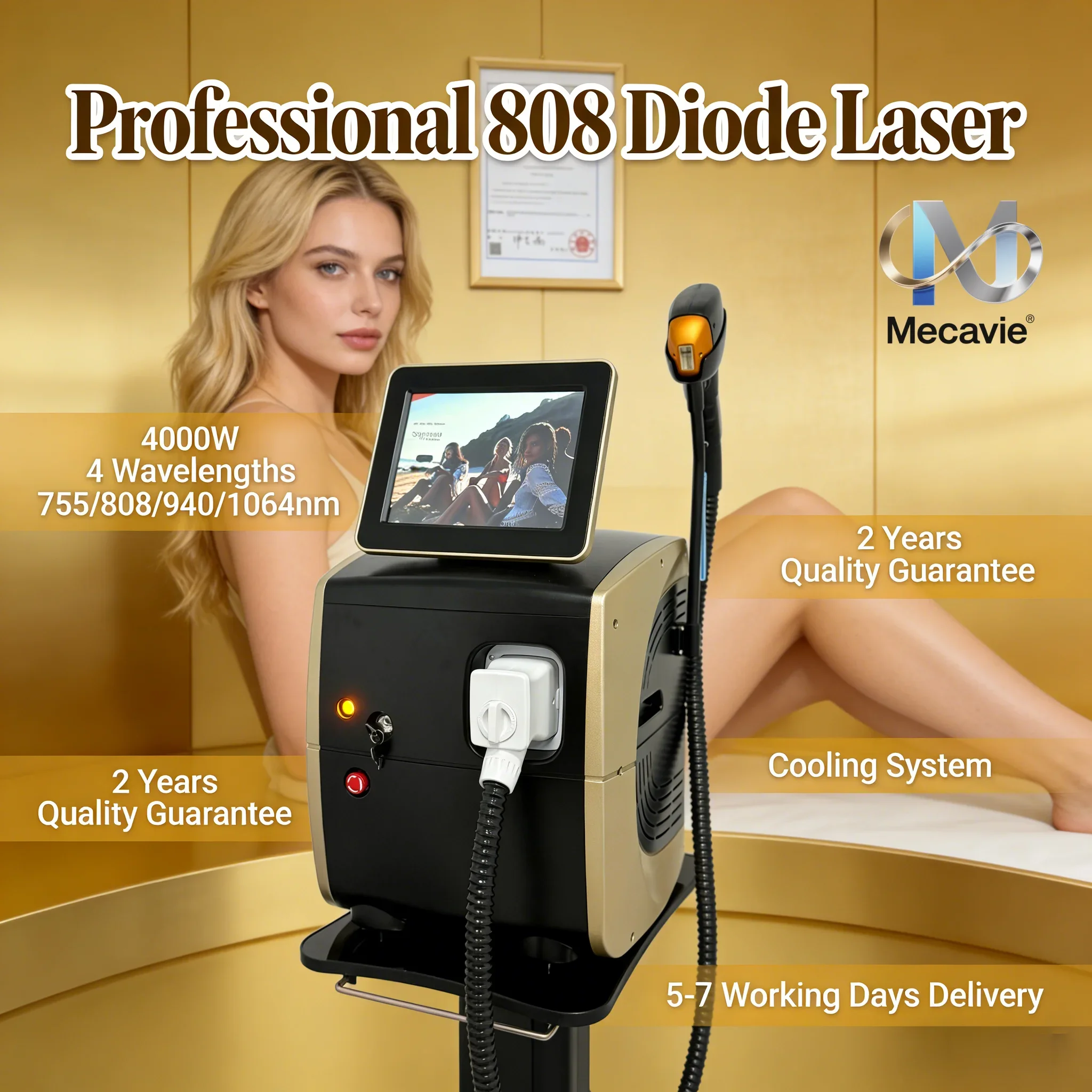 

Лазерный диодный аппарат для эпиляции 4000 Вт с 4 длинами волн (808 нм) Ice Platinum, омоложение кожи, экономичный выбор 2026 года