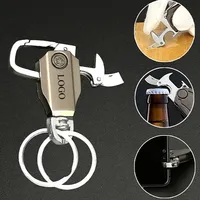 High-end Custom Logo Metal Multifunction Rotating Keychain for Men with Bottle Opener and Phone Holder Durable Car Key Ring Gift