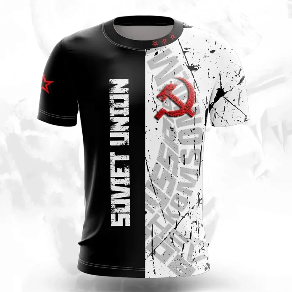 قميص رجالي مطبوع ثلاثي الأبعاد بأكمام قصيرة مطبوع عليه علم روسي وأكمام قصيرة مقاس كبير مريح ومريح وجيد التهوية كاجوال سريع الجفاف #3