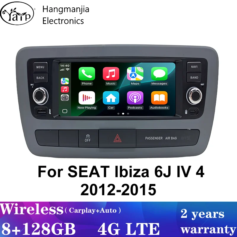 Автомагнитола Hangmanjia Android 13 для SEAT Ibiza 6J IV 4 2012-2015, мультимедийный видеоплеер, GPS, беспроводной Carplay, Auto DSP, стерео, DVD