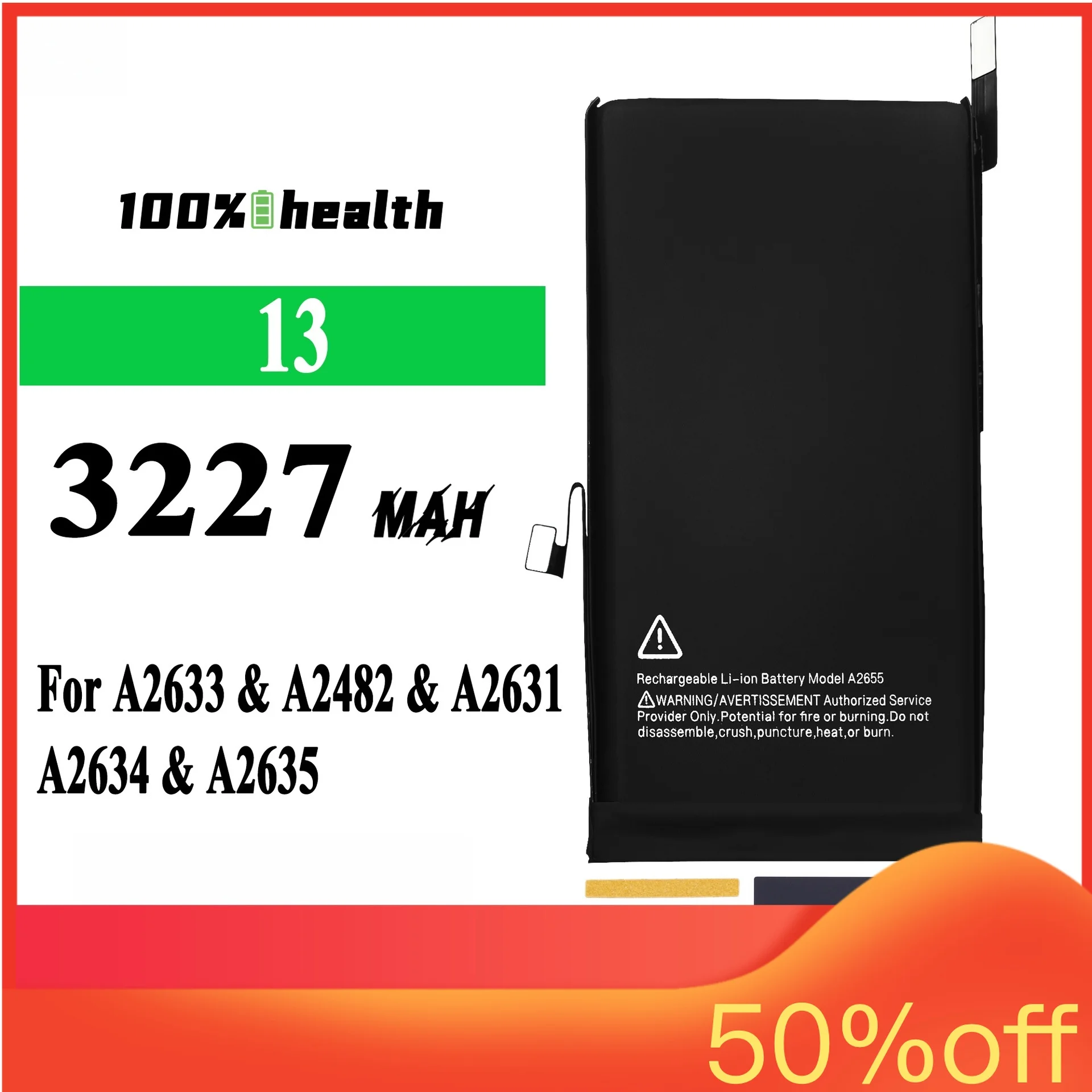 

3227mah for IPhone 13 Phone Battery for A2633 A2482 A2631 A2634 A2635 Brand New 0 Cycle Fully Compatible Lithium Battery