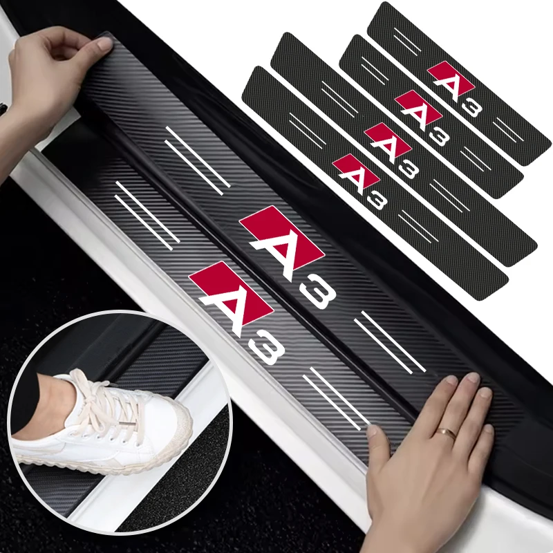 

Leather Car Door Plate Threshold Protector Strip Sticker For Audi A1 A3 A4 A5 A6 A7 A8 Q5 Q7 Q8 Quattro S7 S8 S3 S4 RS5 RS6 RS7