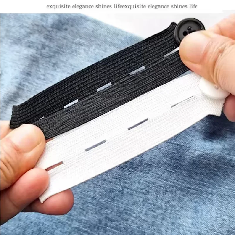 Elastic Pant Extender Belt 5Pcs Unisex Waist Band Tight Trousers Jeans Skirts Maternity Button Hooks Garment DIY Sewing Supplies