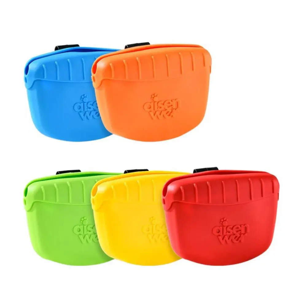 TPR Dog Treat Pouch Soft Candy Color Dog Reward Waist Bags with Waist Belt Clip Dog Training Bags for Dogs Cats