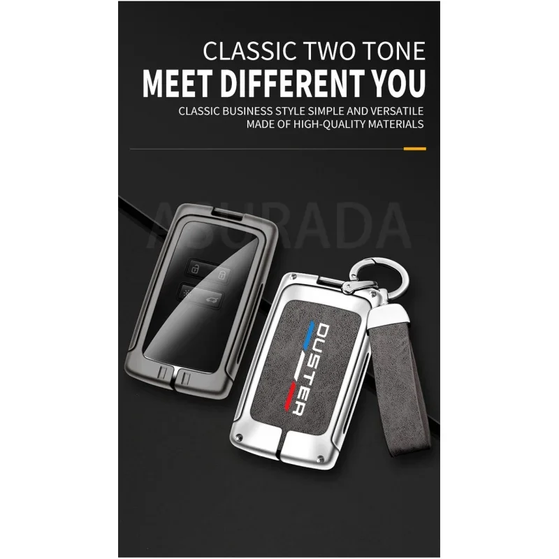 Auto TPU Zinc Alloy Key Case Bag For Renault Duster Logo Car Key Chain Car Metal Key Shell Car Interior Decoration Accessories