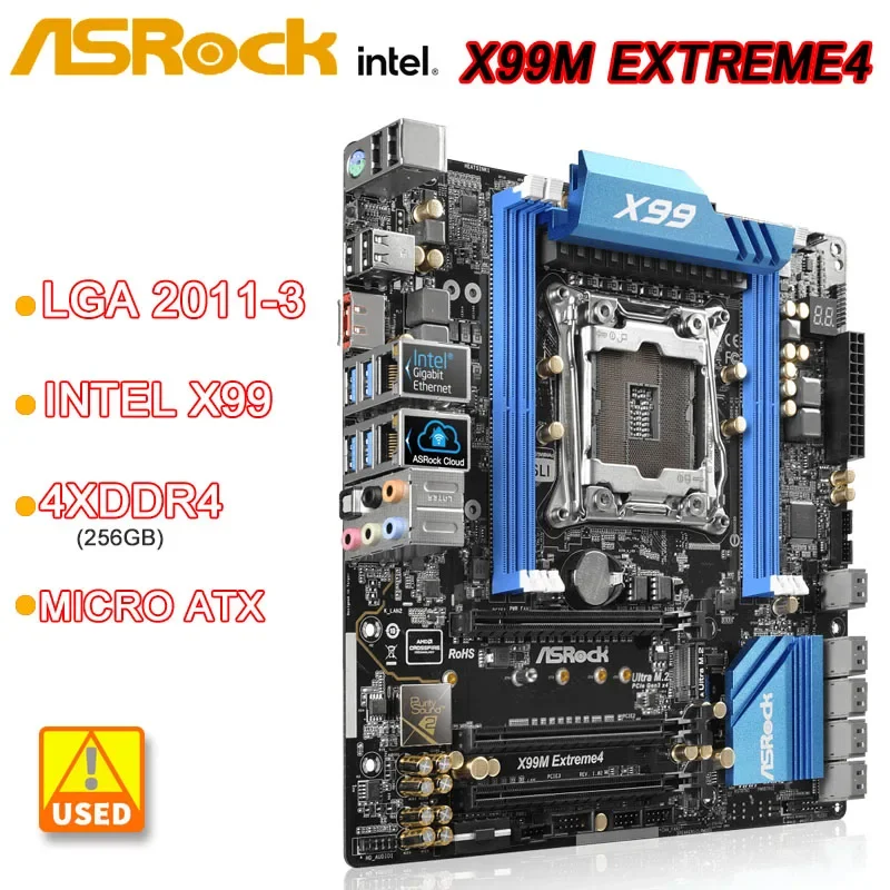 ASRock X99M EXTREME4 X99 Motherboard LGA 2011-3 DDR4 3000+(OC) 256GB support E5-2670 v3 2695 4620 2640 v4 i7-6900K cpu Micro AT