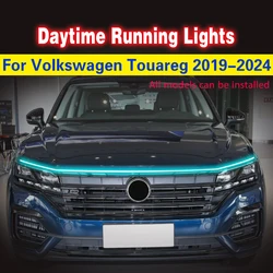 LED Car Hood Light Daytime Running Lights Decorative Atmosphere Lamp Ambient Lights Flexible Waterproof for VW Touareg 2019-2024