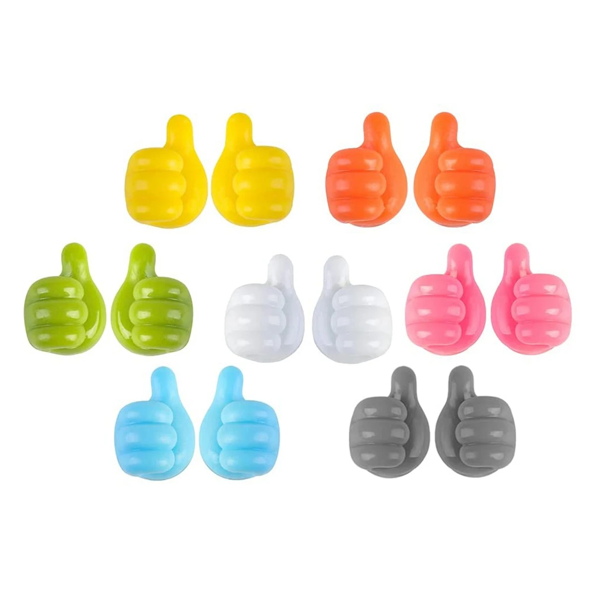 Auto-adesivo Silicone Thumb Wall Hook, gancho multifuncional criativo para armazenamento de dados cabos e fones de ouvido, 14 pcs