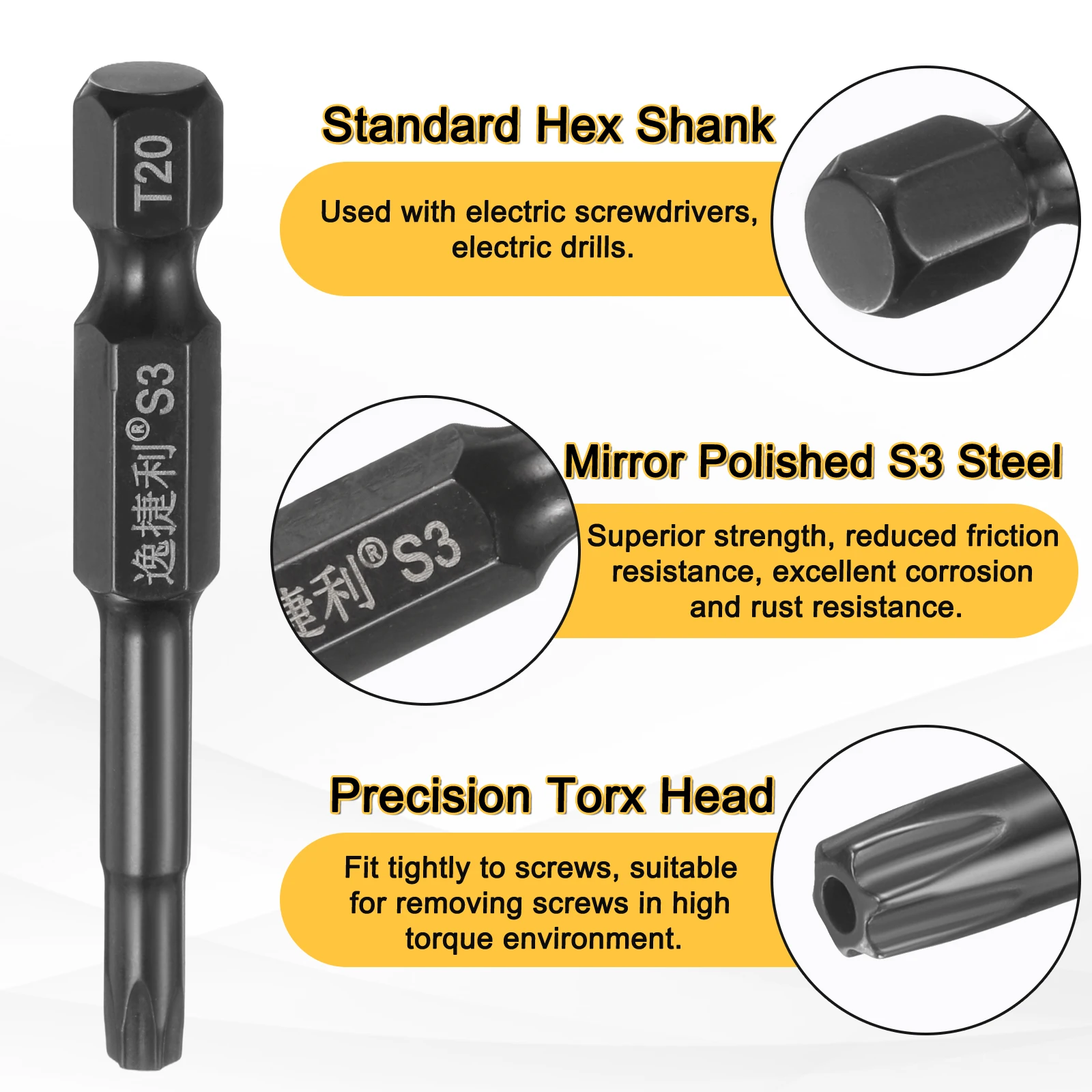 T7 T8 T9 T10 T15 T20 T25 T27 T30 T40 Torx 스크루드라이버 비트 1/4" 육각 샹크 50mm 마그네틱 탬퍼프루프 스타 육각 스크류 드라이버 비트