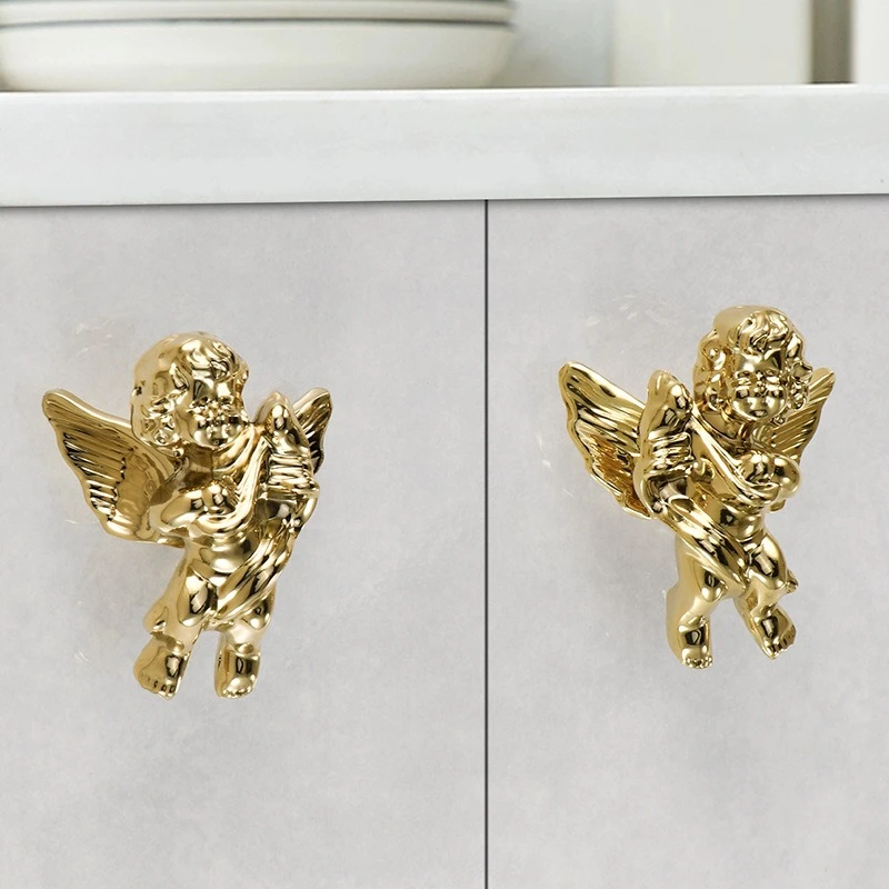 Creative Wardrobe Angel Shaped Brass Pull Style Children's Room Cabinet Door Dragonfly Knob Personalized Drawer Handle