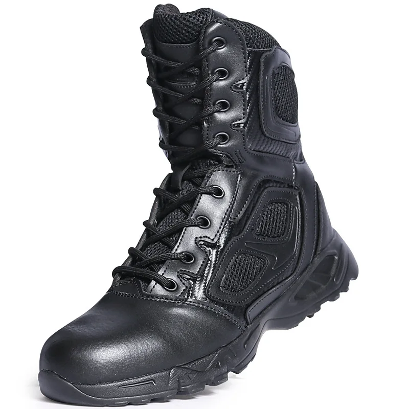 Outdoor Climbing High-top Black Combat Boots Tactical Boots Ultra-light Non-slip Wear-resistant Men\'s Outdoor Shoes