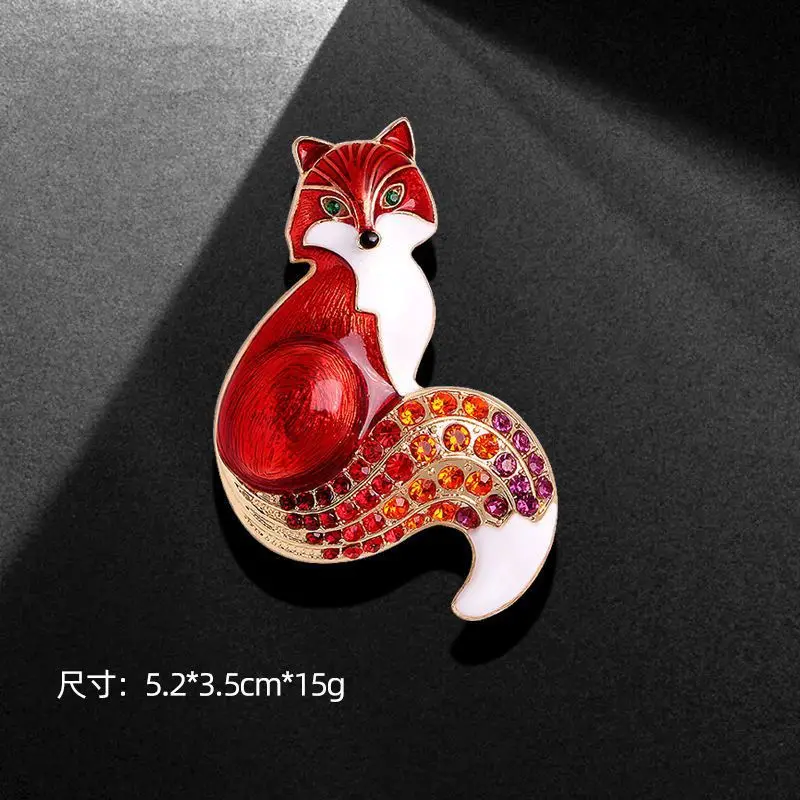 Dazzling Rhinestone Fox Brooches Stylish Enamel Animal Jewelry For Women Men Office Casual Gifts