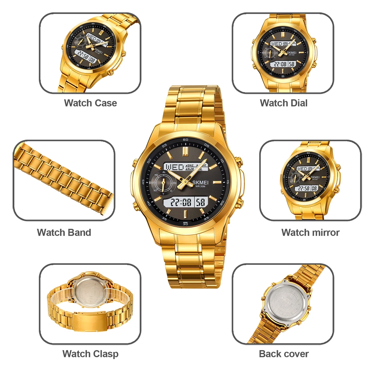 SKMEI Digital Electronic Watch Sports Stainless Steel Watches For Men Women Waterproof Daylight Saving Time Quartz Wristwatches