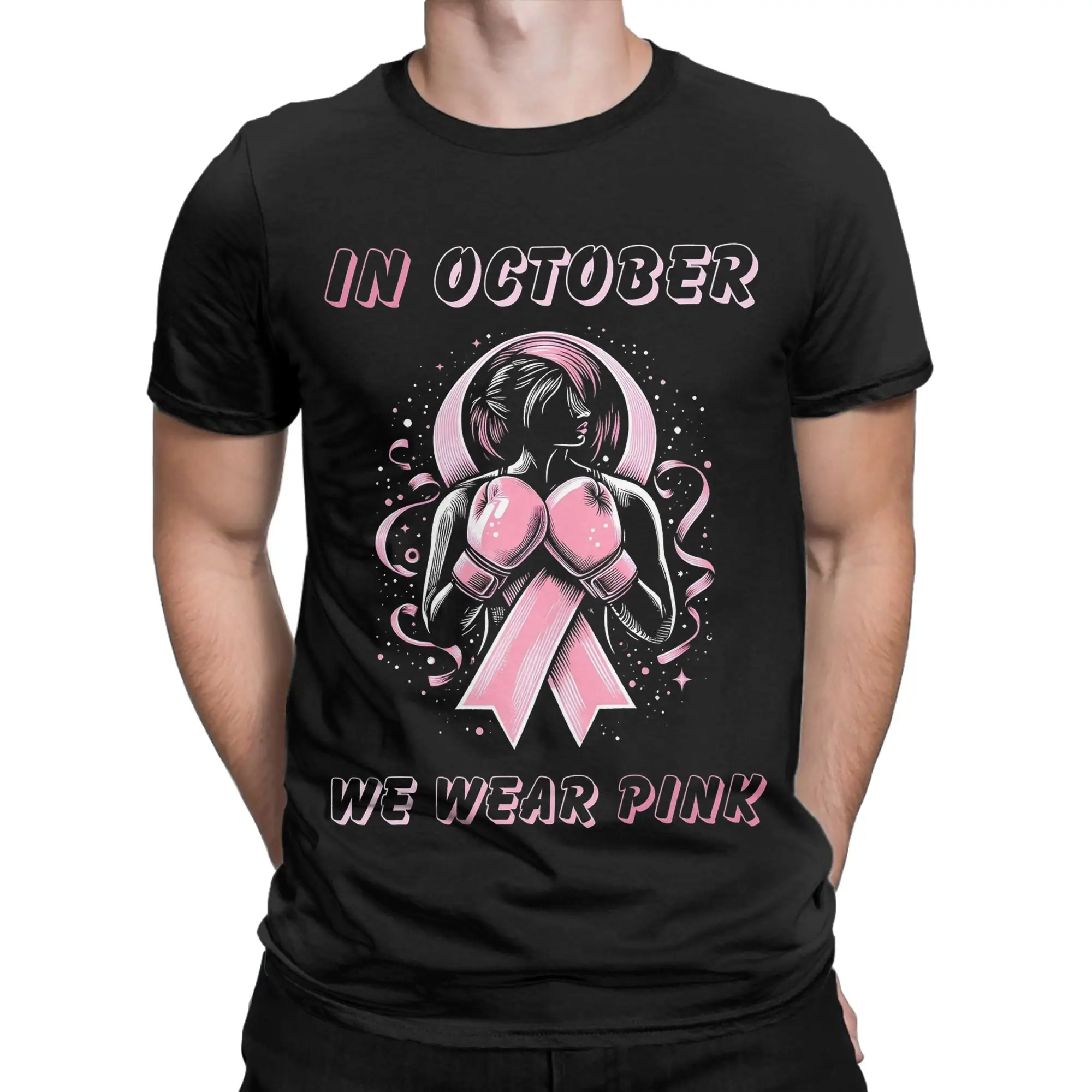 Men T-Shirts Fight Is Our Fight Breast Cancers  Funny 100% Cotton Tees Short Sleeve  T Shirts O Neck Tops Plus Size