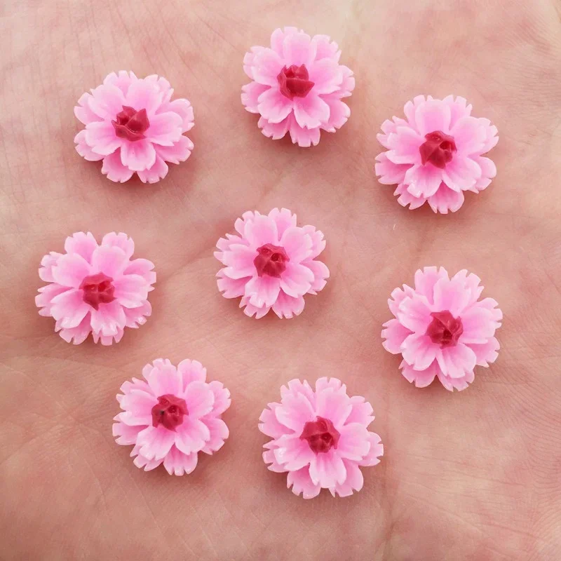 New 60pcs Resin 12mm Colorful 3D Flower Flatback Stone Scrapbook Wedding DIY Ornaments Applique Crafts G42