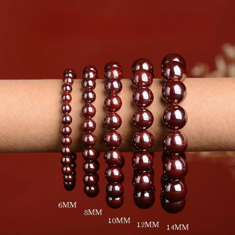 Natural Raw Ore Cinnabar 108 Beads Lucky Beads Natal Year Gift Bracelet for Couple