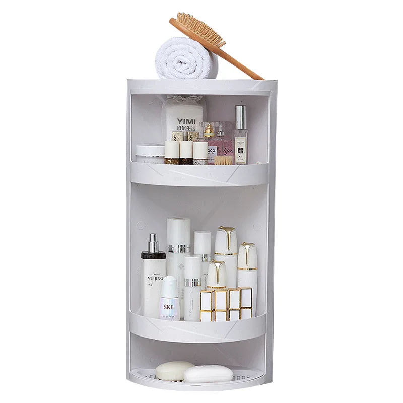 Rotating Storage Rack for Bathroom Accessories Multi-layer Bathroom Wall Mounted Storage Box, Non Perforated Corner Storage Rack