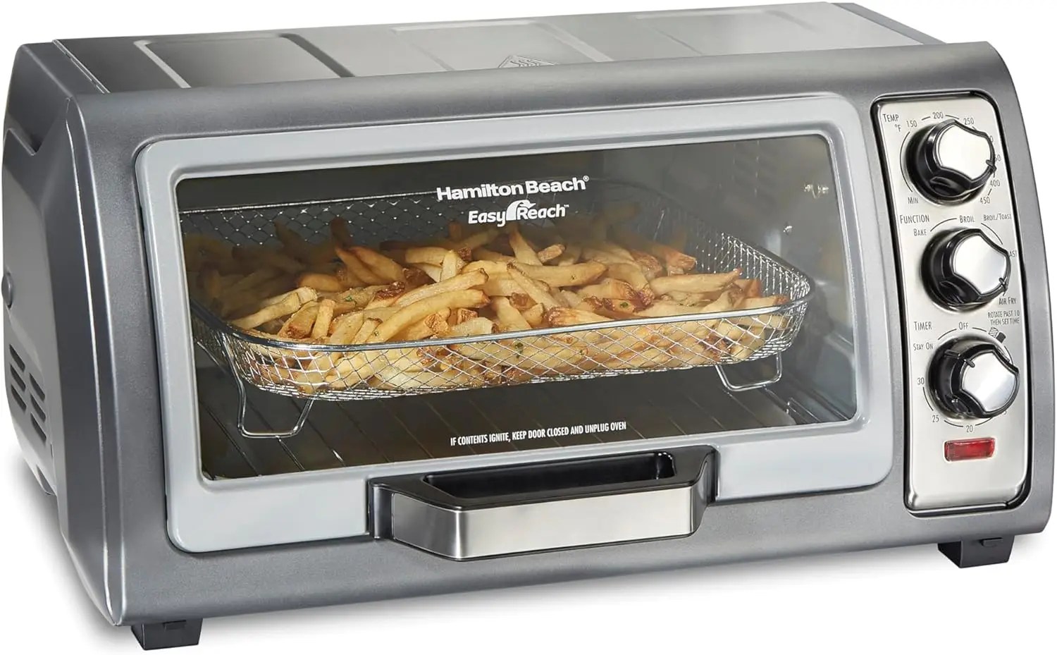 6-Slice Countertop Air Fryer Toaster Oven Combo with Roll-Top Door for Easy Access, Bake Broil & Toast Functions, 150-450°F Adju