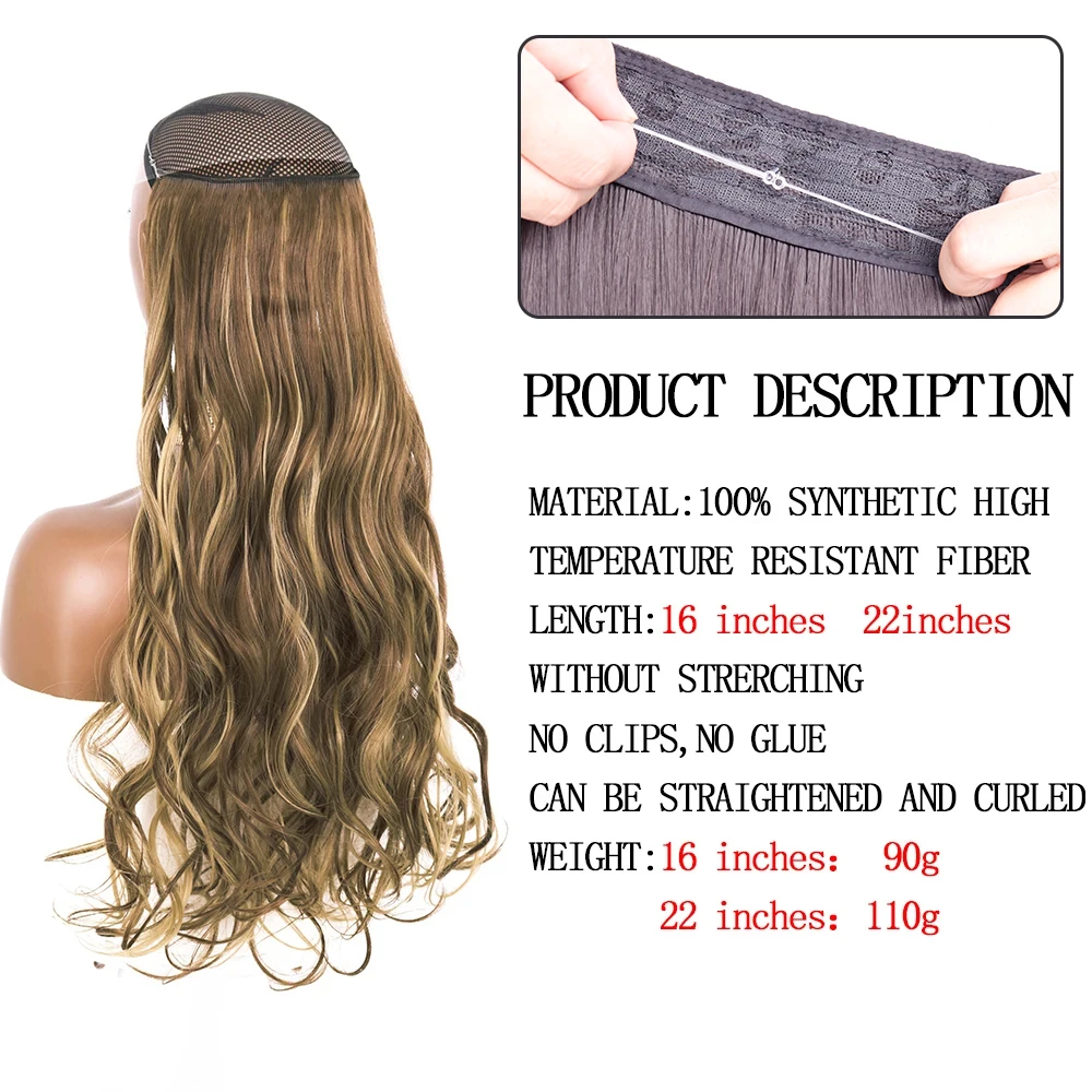 LISI GIRL Synthetic 22 Inch 16 Inch Hair Extensions Straight Heat Resistant No Clip in Hidden Secret False Hair Piece