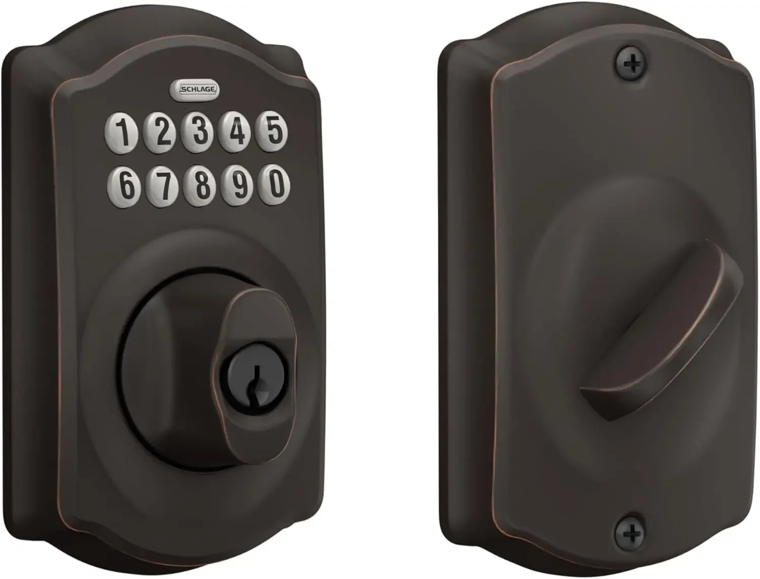 

BE365 V CAM 716 Camelot Keypad Deadbolt, Electronic Keyless Entry Lock, Aged Bronze