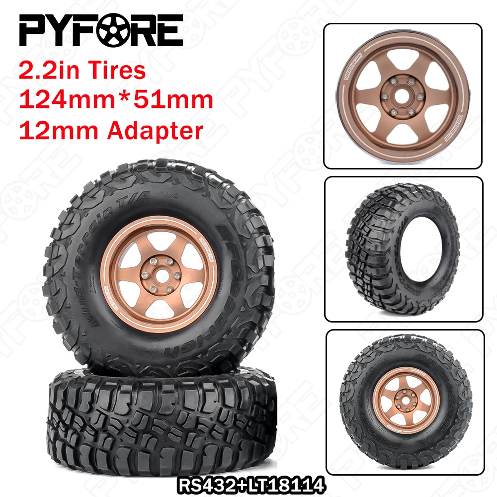 

PYFORE 4 шт. 124 мм * 51 мм адаптер 12 мм для 1/8 1/10 2,2 дюйма, ступица внедорожных шин, радиоуправляемая модель автомобиля с дистанционным управлением, RS432 + LT18114