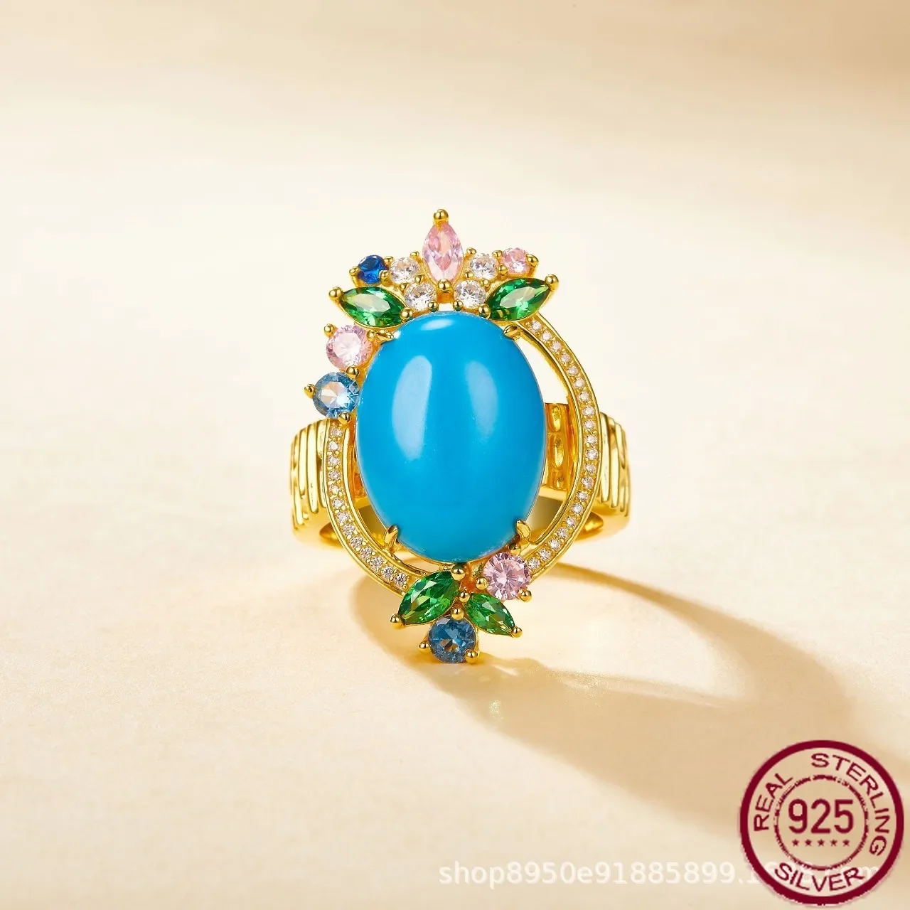 

Новое популярное серебро s925, полный бриллиант, синий, бирюзовый, Monet Garden K, золото, популярное кольцо, свадебные украшения