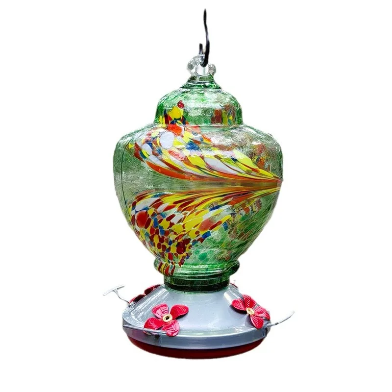 

Ant Hook Outdoor Hanging Stained Glass Flower Round Feeder