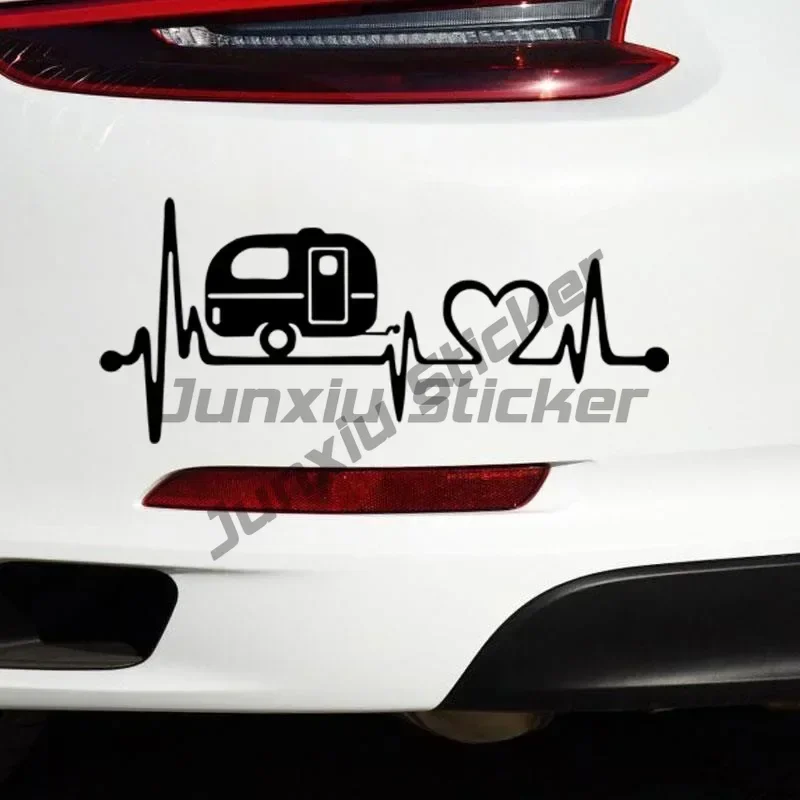 

Caravan Trailer Heartbeat Car Sticker Auto Body Bumper Windows Motorcycle Laptop Wall Vinyl Film Decal Car Tuning Accessories