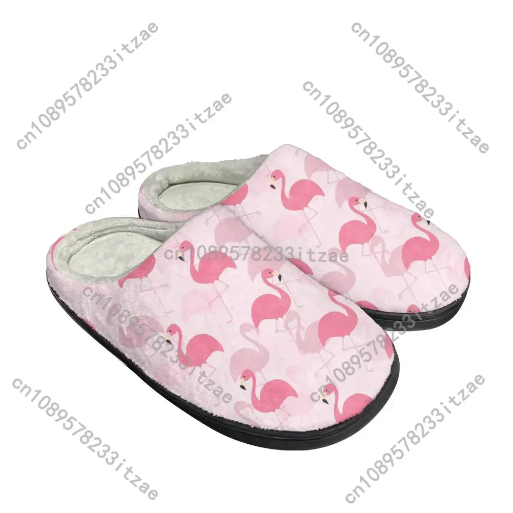 Hot Flamingo Fashion Cartoon Cotton Custom Slippers Mens Women Teenager Plush Casual Keep Warm Shoes Thermal Comfortable Slipper