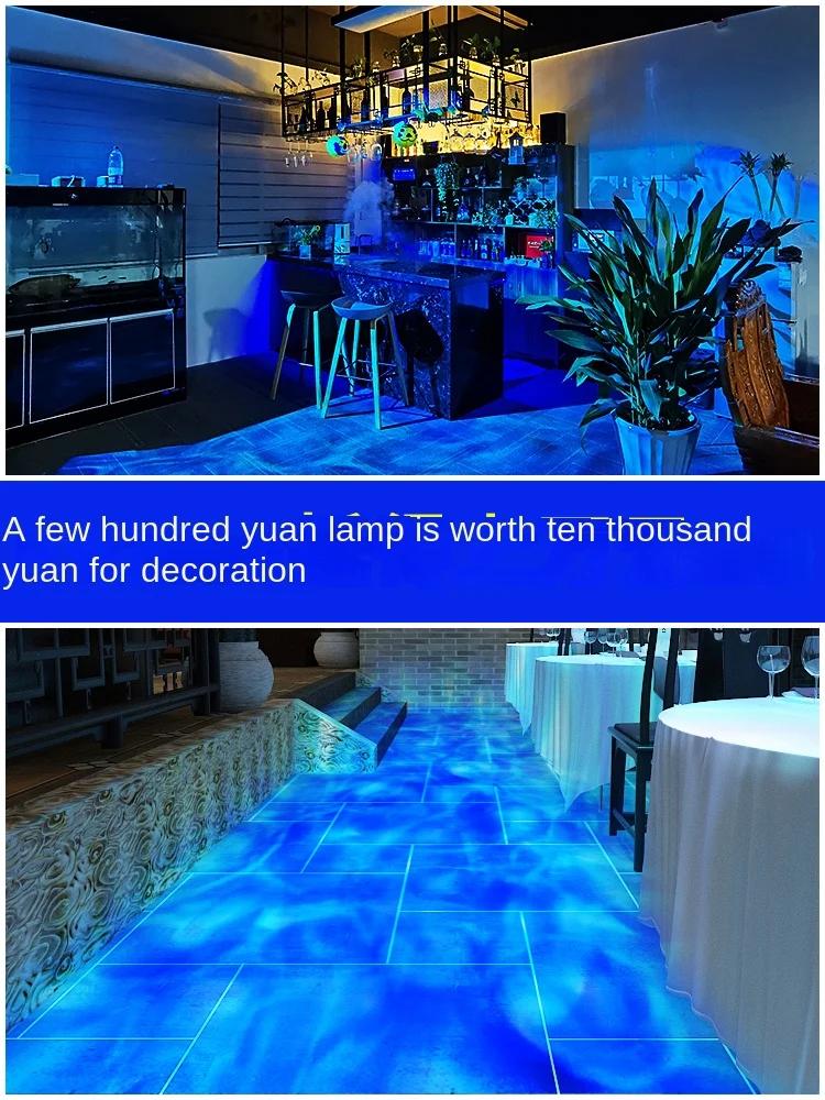 LED dynamic water ripple light, water ripple logo projection light DMX512 synchronous outdoor waterproofing project