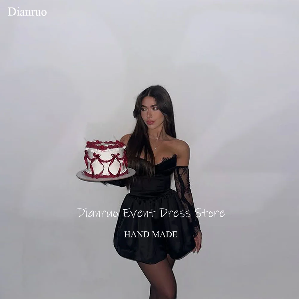 

Dianruo Sexy Satin Sweetheart Prom Dresses Above Knee Quinceanera Dresses Glamorous Ruffled A Line Birthday Dresses Customized