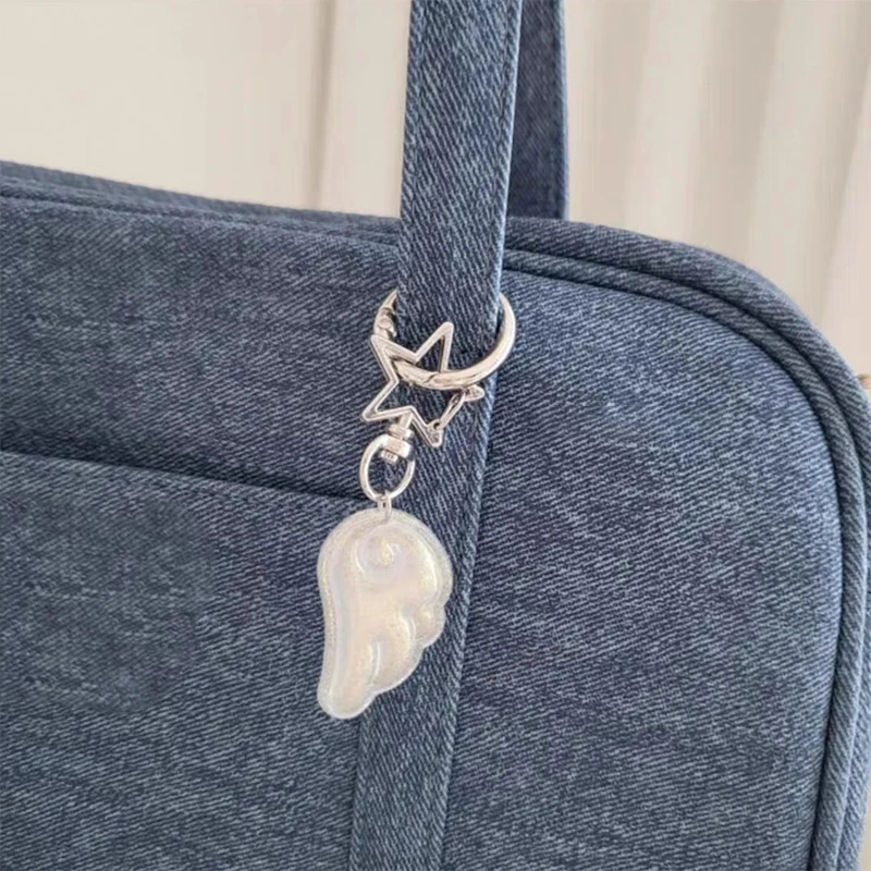 NOVO Chaveiro de Mochila Feminina com Decoração Coreana Ins, Asa de Anjo, Estrela Y2K, Chaveiro de Menina Mágica Japonesa, Pingente para Bolsa e Chaveiro de Carro