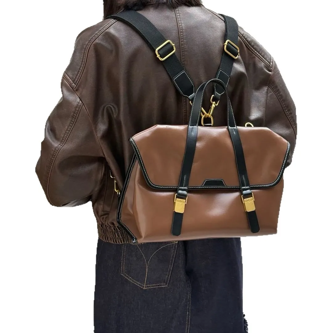 

2026 New Fashion Casual Personality Casual Versatile Briefcase Gene-free Retro Suede Messenger Backpack Leather Handbag