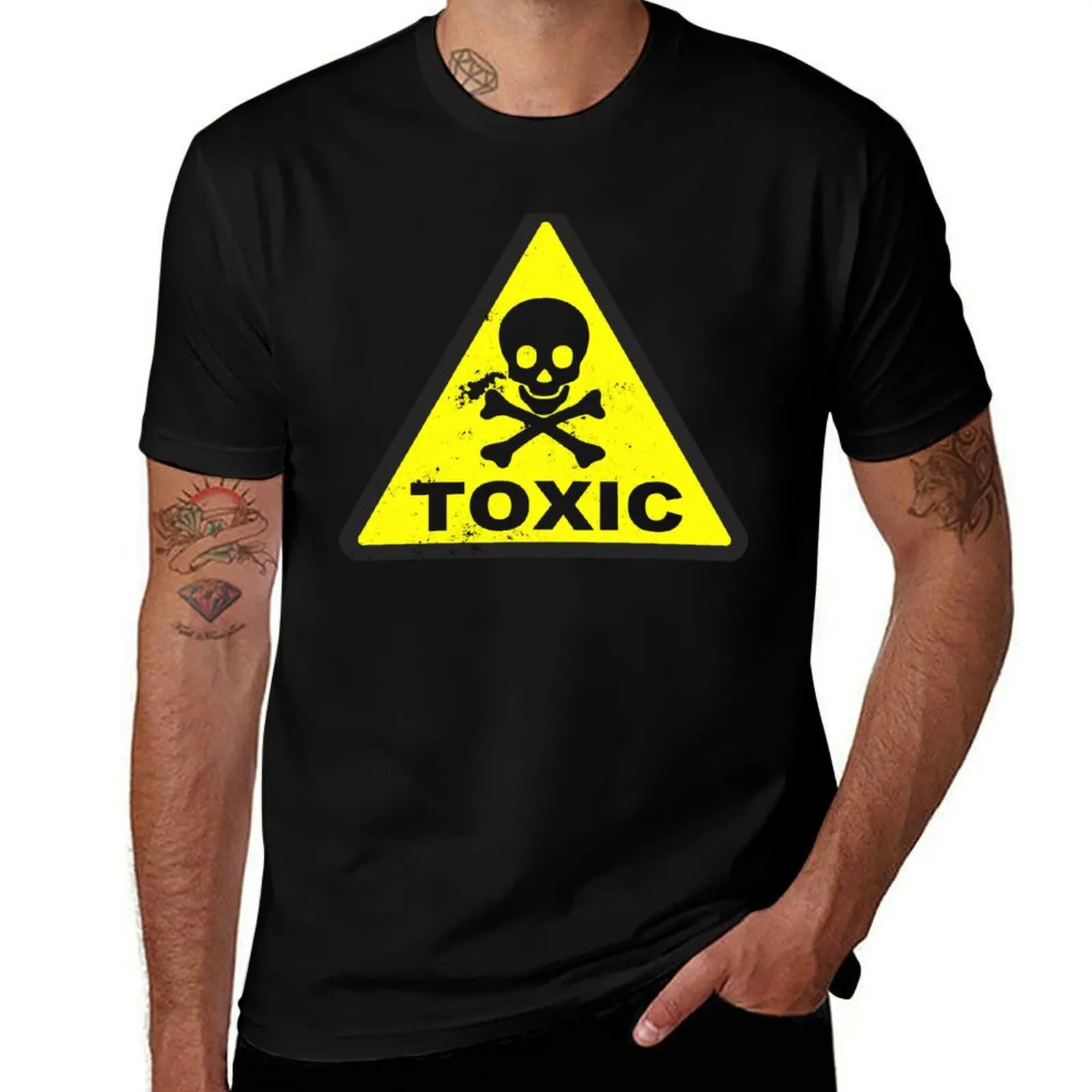 

Toxic, Caution Toxic, Yellow, Skull, Toxic Sign T-Shirt graphic shirts Clothing anime clothes t shirt men 100℅ cotton