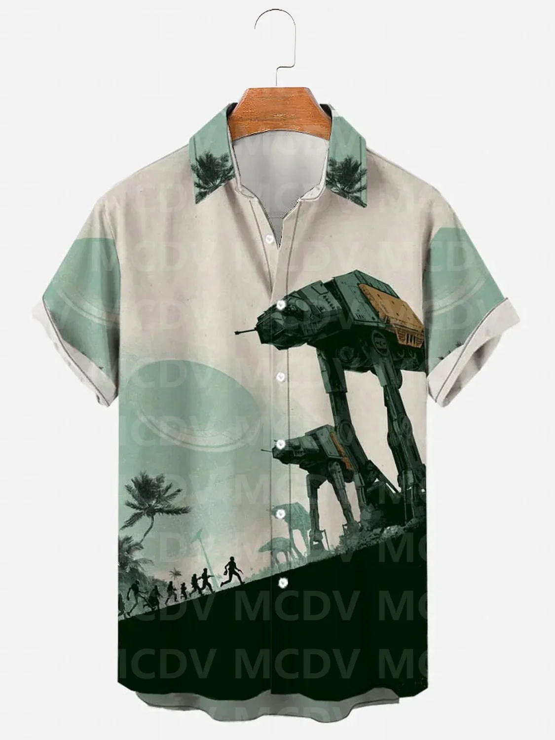 Alien Mecha Casual 3d Print Zomer Klassieke Stijl Heren Hawaiiaanse Jurk Sociaal Retro Shirt Blouse Hemd Camisas Casuais Slim Fit