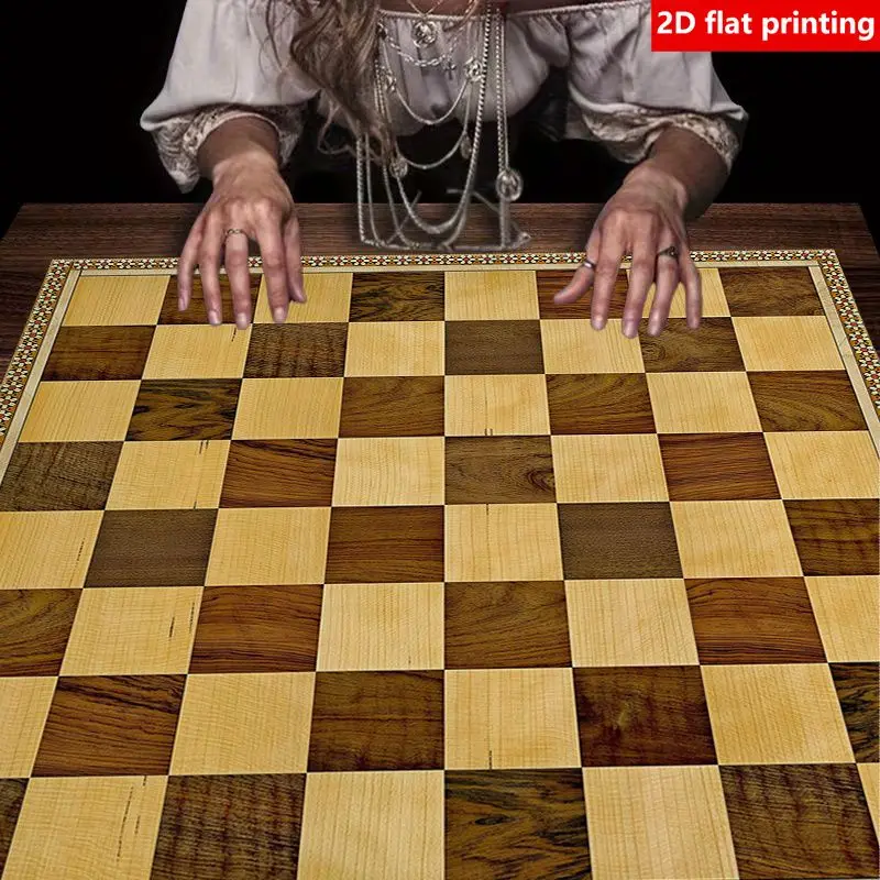 VIKAMA Retro Wood Grain Chess Board Tarot Tablecloth Altar Cloth for Divination Spiritual Room Decor Witchy Aesthetic