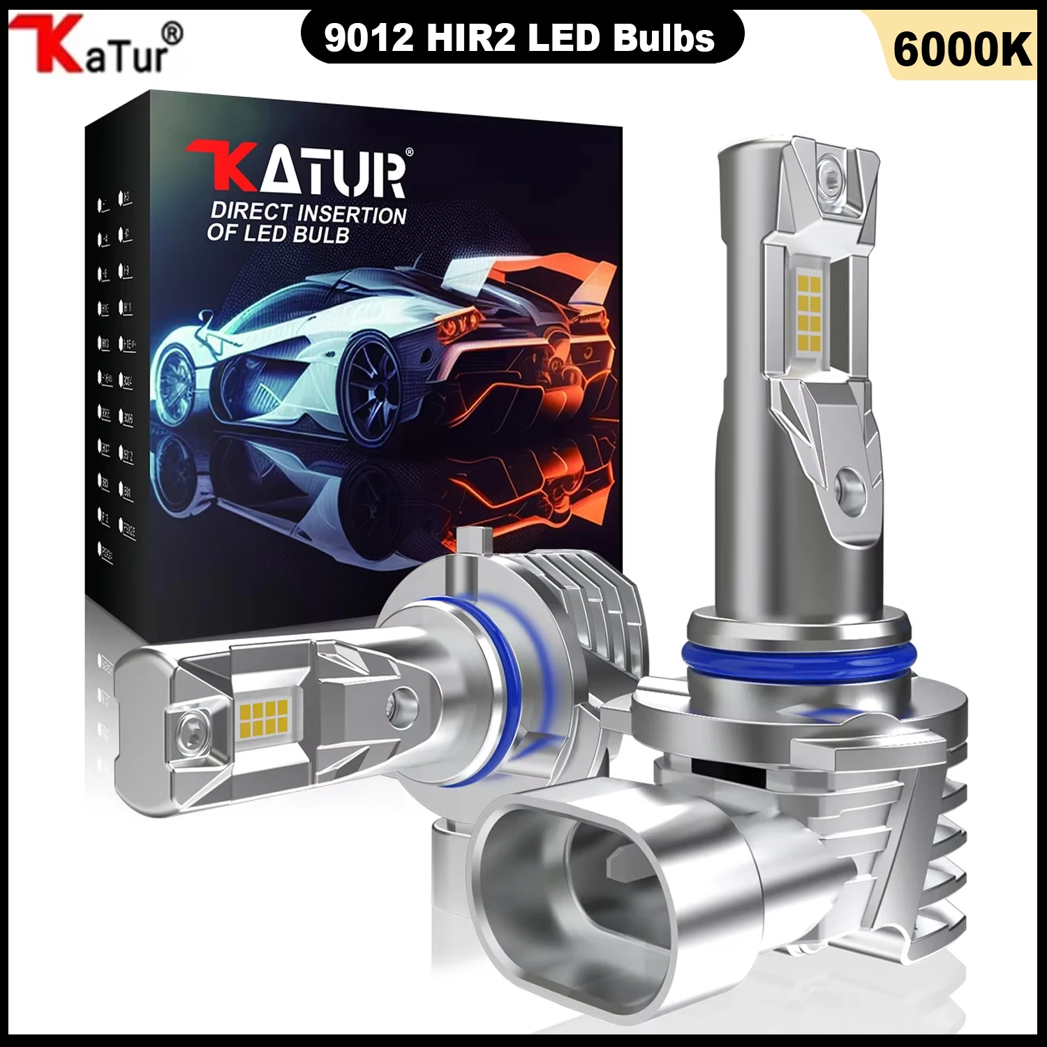 Katur 2Pcs 9012 HIR2 LED Headlight Bulbs Fanless Silent Design Canbus Error Free 16000lm Plug and Play DRL For FORD EDGE 2014