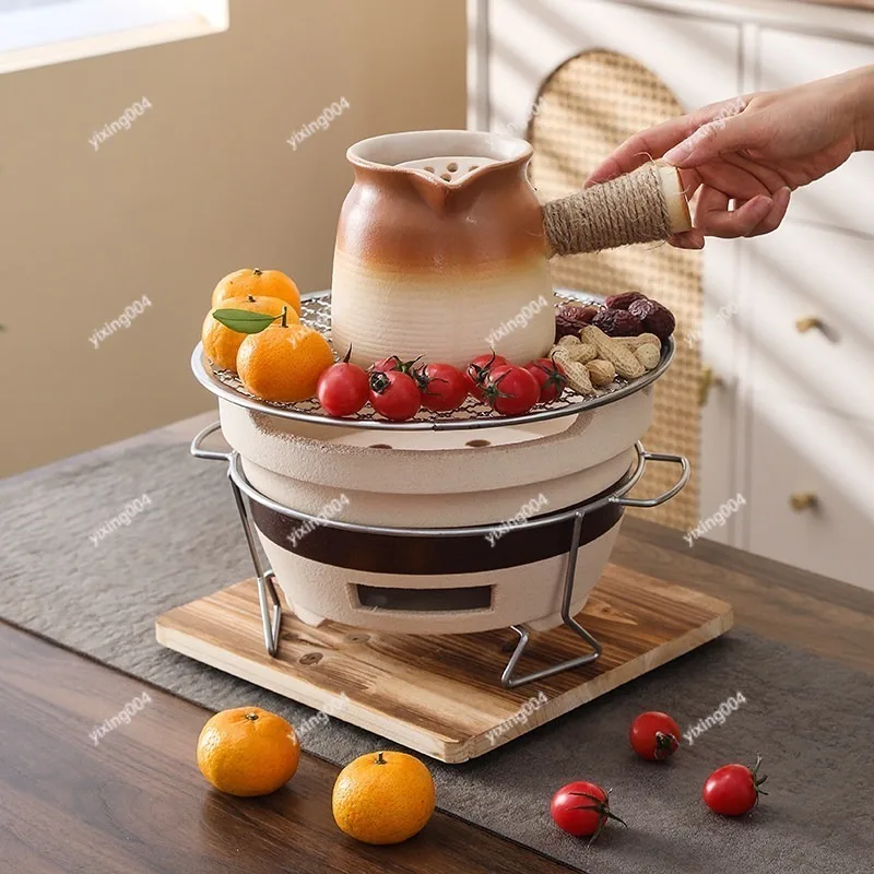 Clay Charcoal Stove for Indoor Tea Roasting Outdoor BBQ Clay Pot Cooking Heating Tool