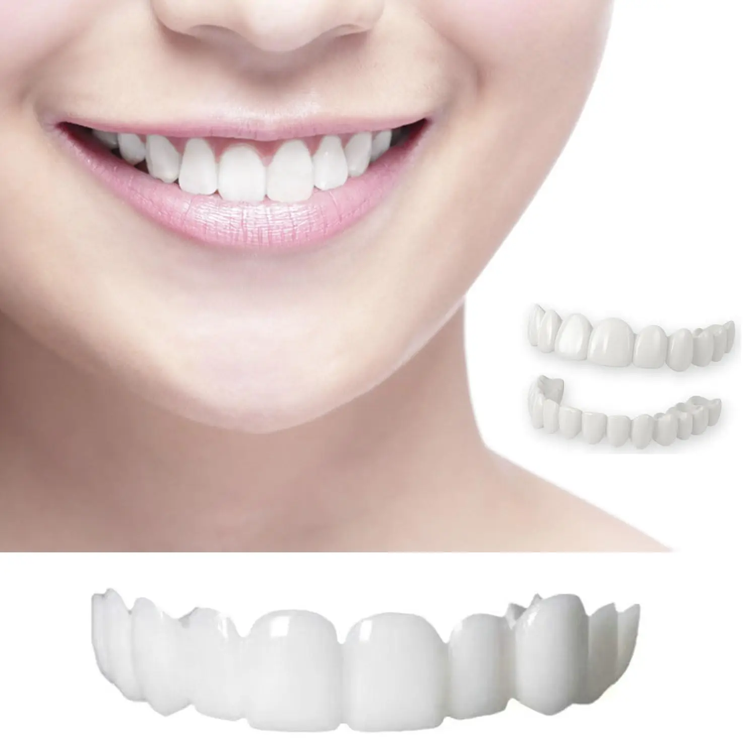 2 Pairs Veneers Teeth for Women and Men, Tooth Replacement Kit, Nature and Comfortable