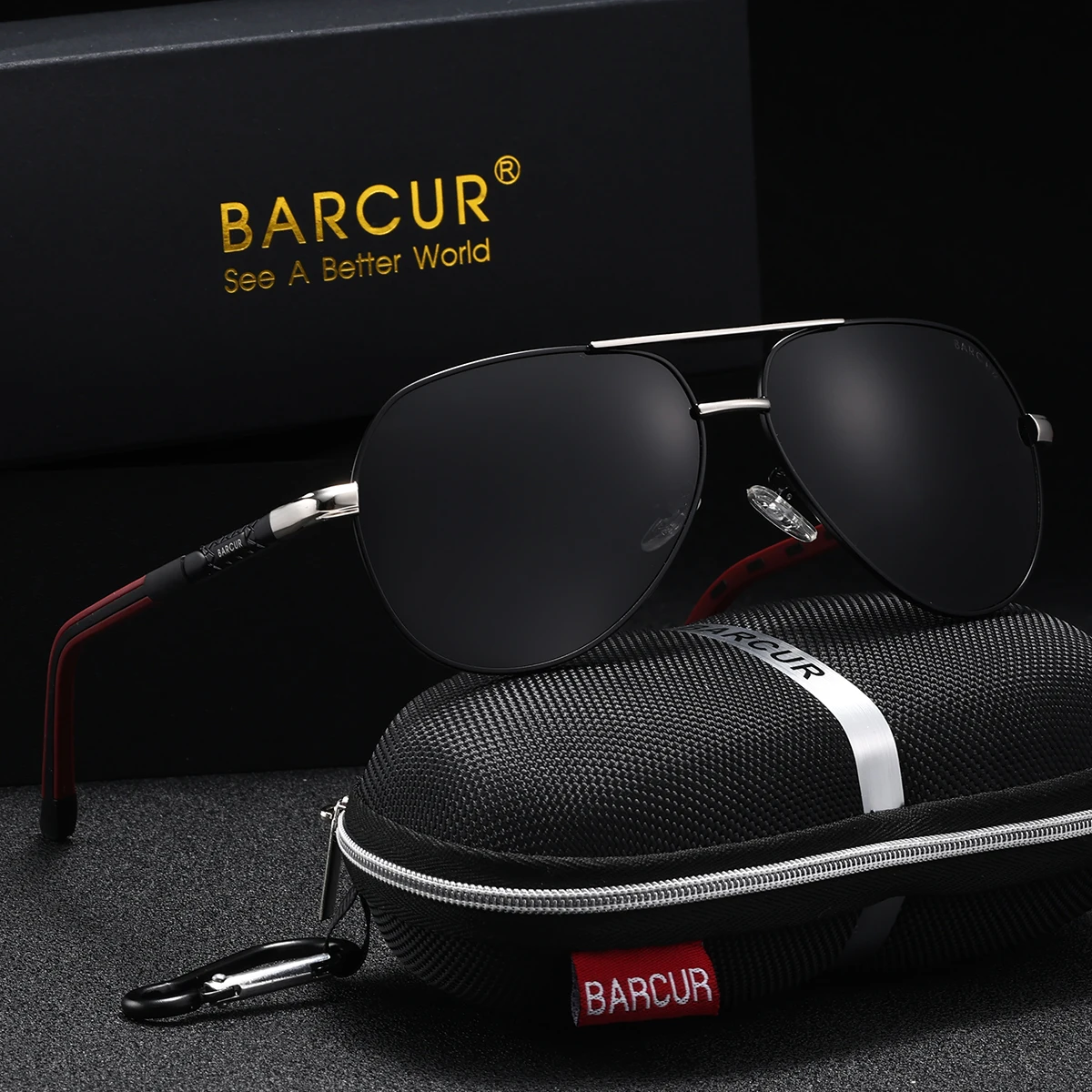 

BARCUR, 1 шт., классические модные женские солнцезащитные очки, поляризационные линзы, металлическая текстура, легкая оправа, мужские очки для вождения, рыбалки, подарок