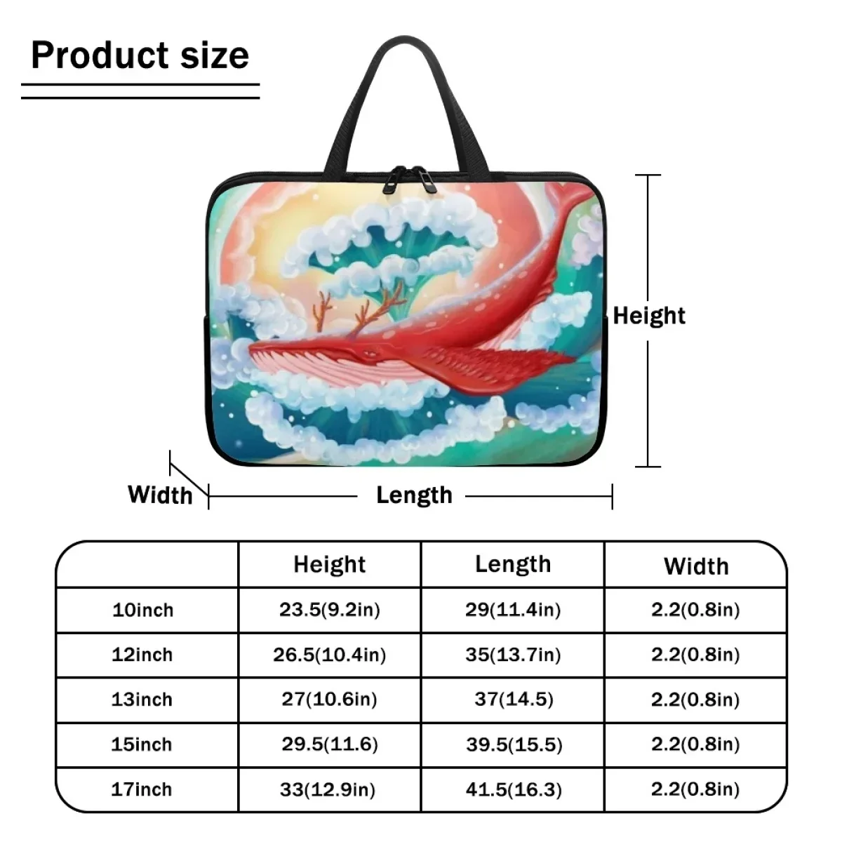 Cartoon Huge Fish Laptop Bags Animal Painting Computer Case Cover Handle Bag Portable Tablet Travel Universal Sac A Mains Femme