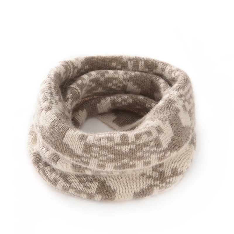 100% Cashmere Neck Cover Knitted Jacquard Soft Warm Ring Winter Casual Women's High Quality Fashion Universal Warm Scarf