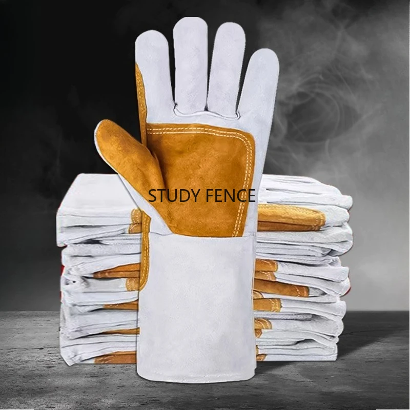 

1 пара сварочных перчаток из воловьей кожи, сварочные изолированные перчатки длиной 36 см/40 см, однослойные перчатки из воловьей кожи, поставки с фабрики