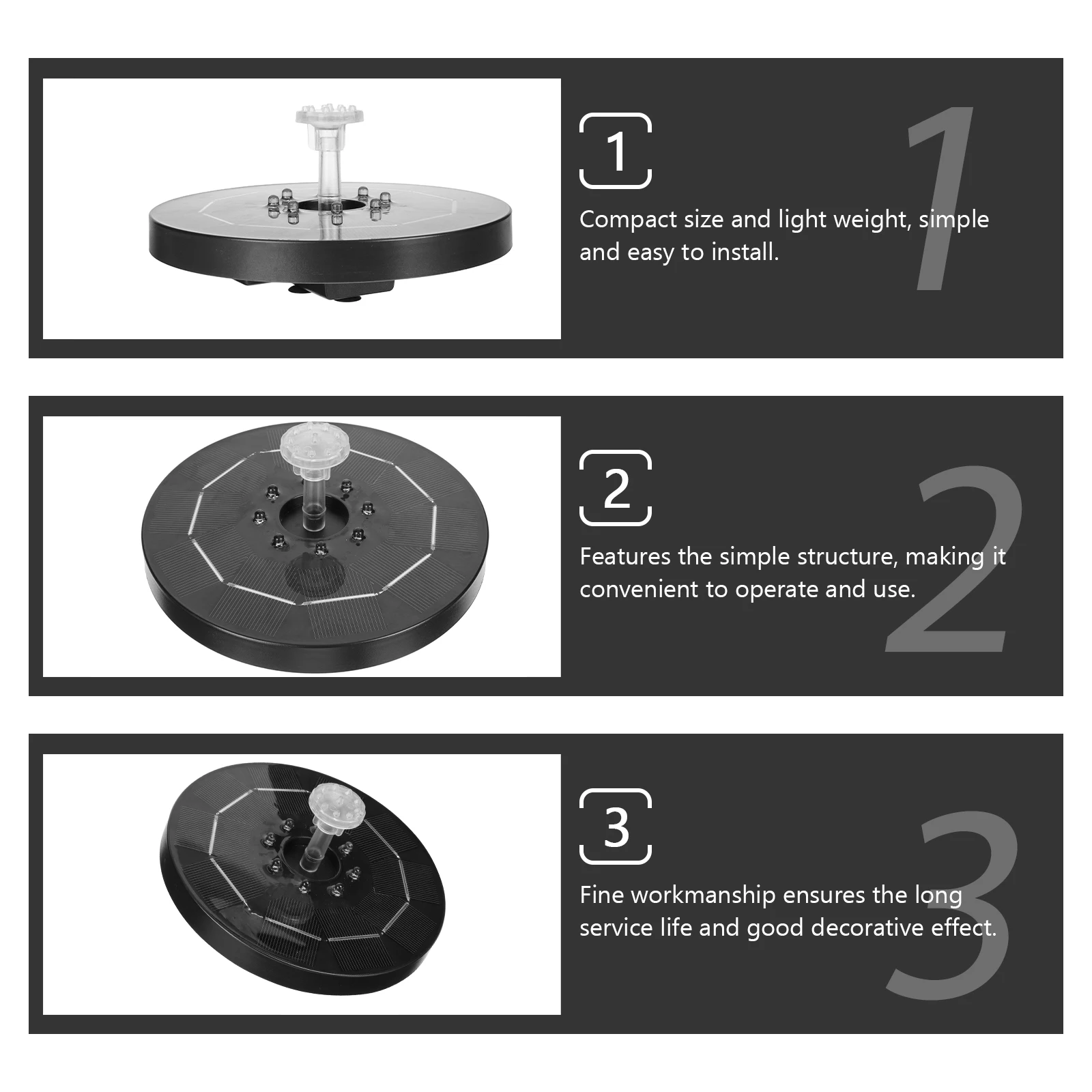 

Водяной насос на солнечной энергии, уличный фонтан, украшение для сада, компактный, легкий, простой в установке, длительный срок службы