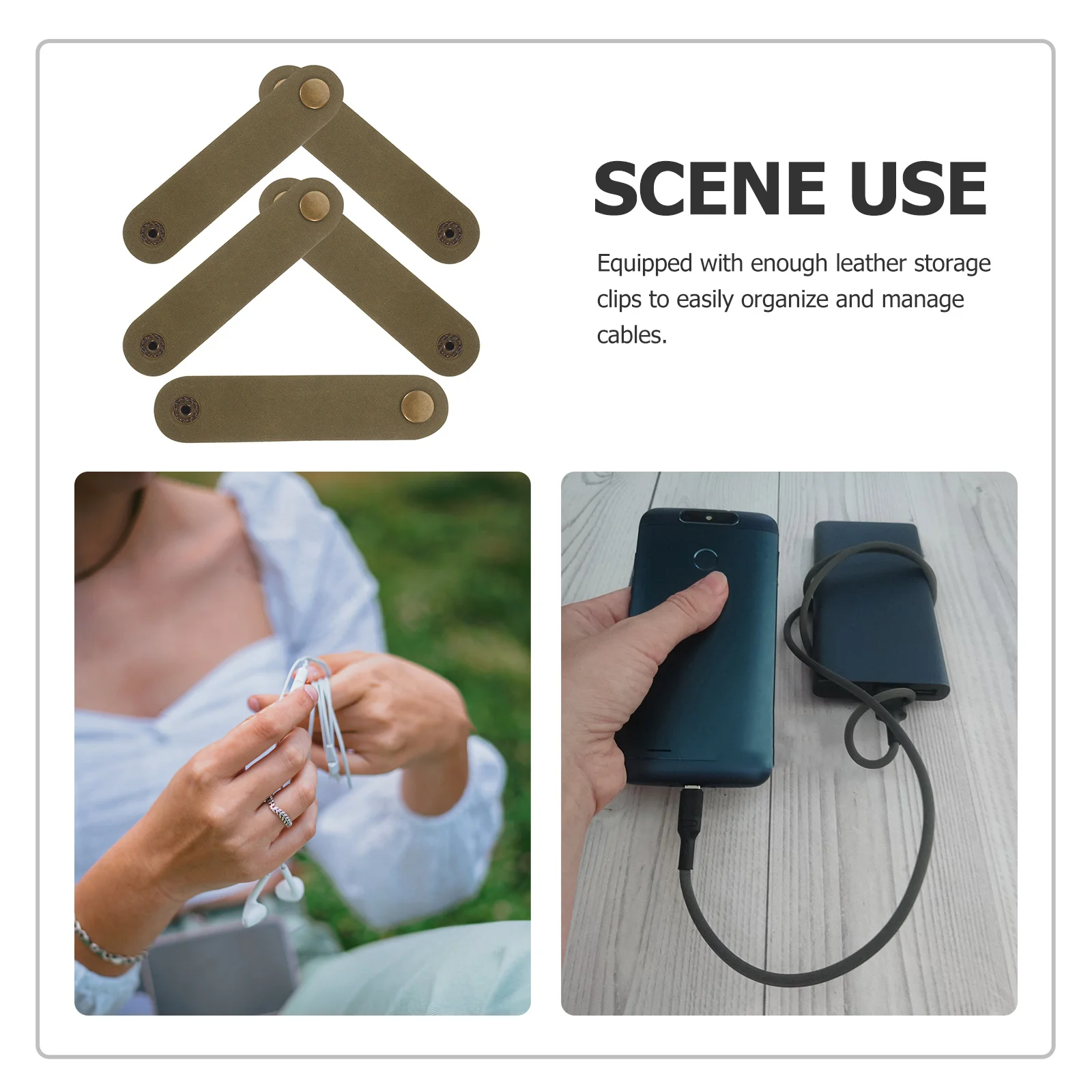 

5Pcs Hub Style Cord Organizer Premium Cowhide Cable Clips for Neat Wire Storage Reusable Cord Wraps for Home Office Use