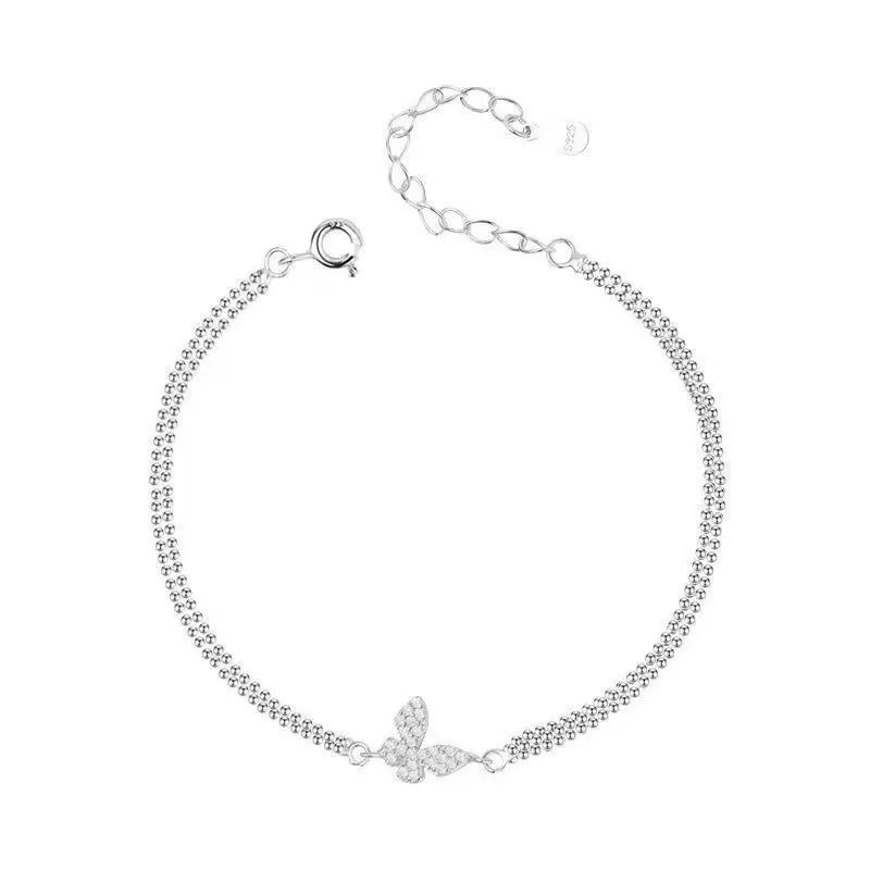 Sweet Shining Zircon Butterfly Bracelet For Women Anti-Allergic Silver Color Color Chain Bling Bracelet Jewelry Gift