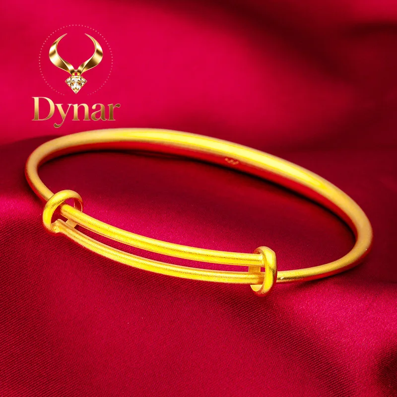 

Dynar Jewelry 24K Gold 5mm Push-Pull Bangle AU999 Pure Gold, slender adjustable design, sleek simplicity, exuding gentle char