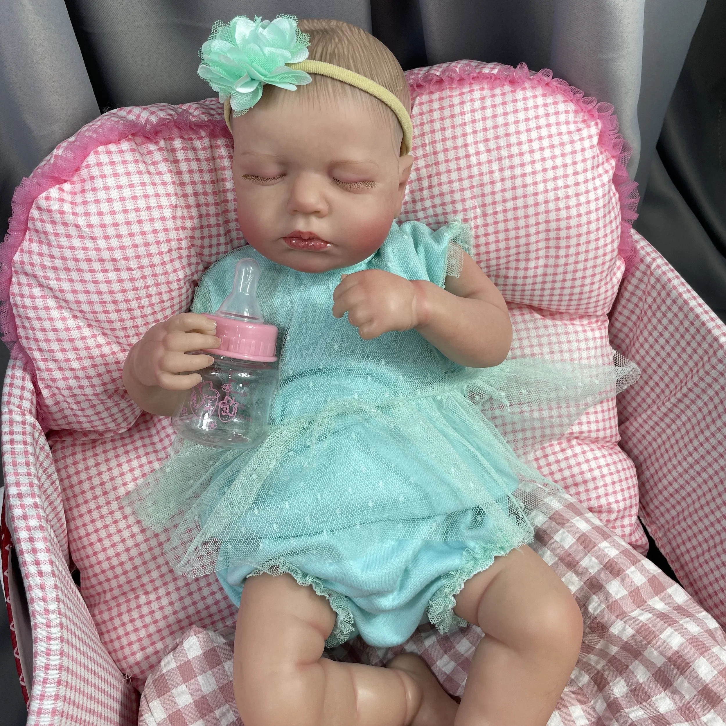 Muñecas encantadoras de bebé Reborn de 20 pulgadas, LouLou, muñeca recién nacida de vinilo para dormir, tono de piel pintado en 3D, venas visibles, juguete de regalo para niñas